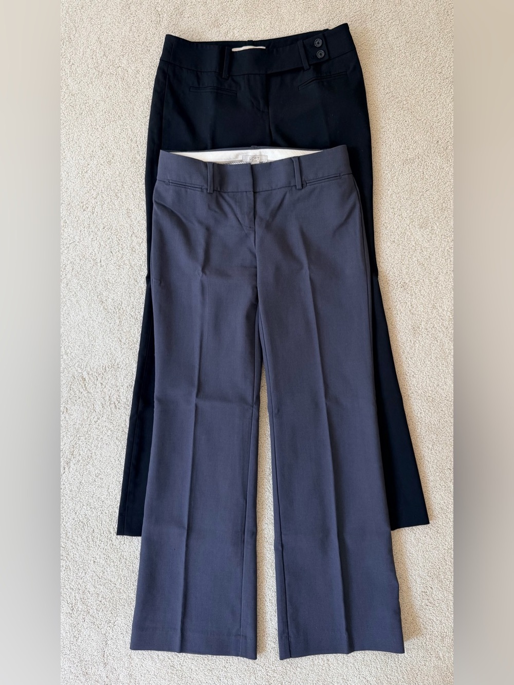 2 EUC Ann Taylor LOFT Petite Marisa Modern Women Dress Pants 2P Black and Gray